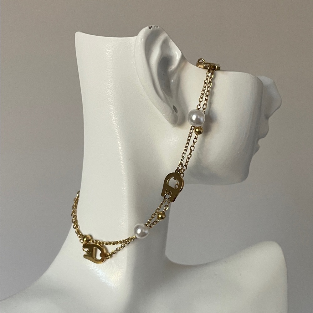 Gold and Pearl Double-Chain bracelet Connector